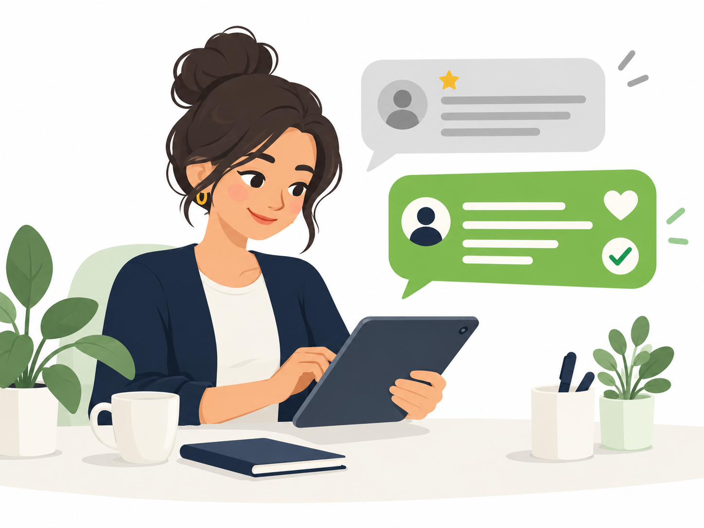 Business owner writing a kind, professional reply to a one-star Google review